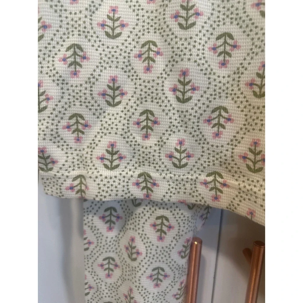 Hanna Andersson Girls Floral Waffle Knit Henley Pajama Set Organic Cotton Sz 10